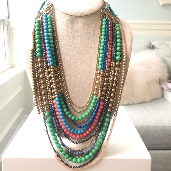 Multi Strand Tropic Statement Necklace - Picture 1 of 5